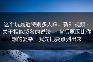 这个坑最近特别多人踩，新91视频 - 关于相似域名的说法 ｜ 背后原因比你想的复杂…我先把要点列出来