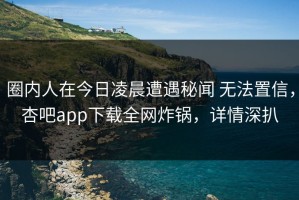 圈内人在今日凌晨遭遇秘闻 无法置信，杏吧app下载全网炸锅，详情深扒
