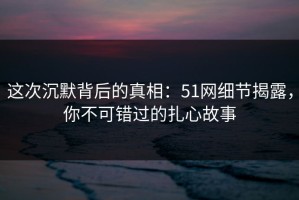 这次沉默背后的真相：51网细节揭露，你不可错过的扎心故事