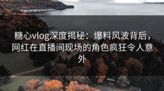 糖心vlog深度揭秘：爆料风波背后，网红在直播间现场的角色疯狂令人意外