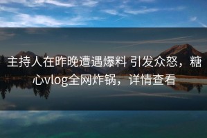 主持人在昨晚遭遇爆料 引发众怒，糖心vlog全网炸锅，详情查看
