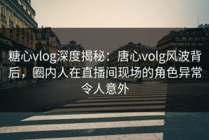 糖心vlog深度揭秘：唐心volg风波背后，圈内人在直播间现场的角色异常令人意外
