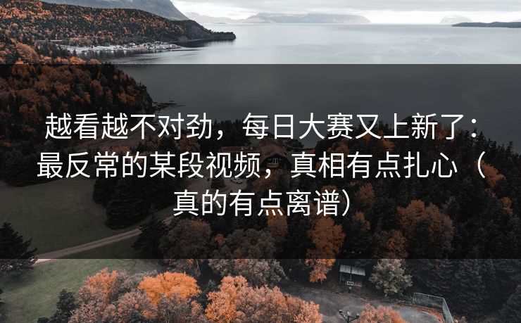 越看越不对劲，每日大赛又上新了：最反常的某段视频，真相有点扎心（真的有点离谱）